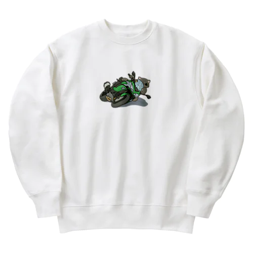 バイクを乗りこなす猫 Heavyweight Crew Neck Sweatshirt