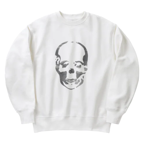 スカル光沢シルバー Heavyweight Crew Neck Sweatshirt