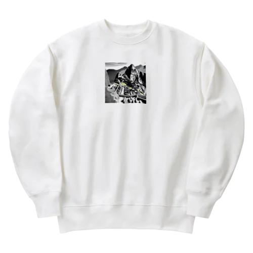 有名な観光スポットをイメージした画像：マチュピチュ（メキシコ） Heavyweight Crew Neck Sweatshirt