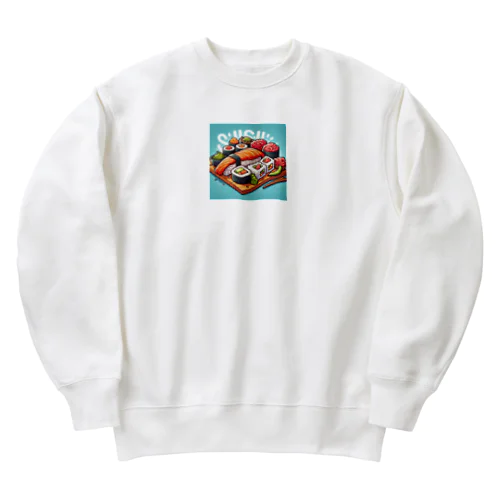 カラフルなユニークな寿司 Heavyweight Crew Neck Sweatshirt