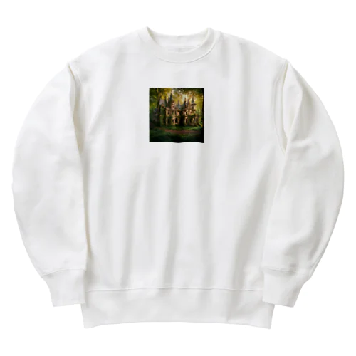 森の中にある豪華な中世の廃屋 Heavyweight Crew Neck Sweatshirt