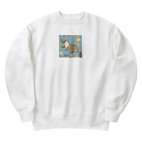 おさんぽカワウソ Heavyweight Crew Neck Sweatshirt