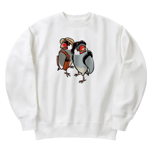 文鳥ちゃん知らない街を探検 Heavyweight Crew Neck Sweatshirt