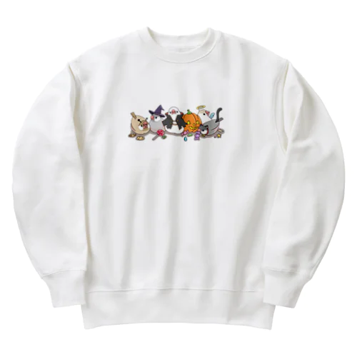 ハロウィンの文鳥たち Heavyweight Crew Neck Sweatshirt