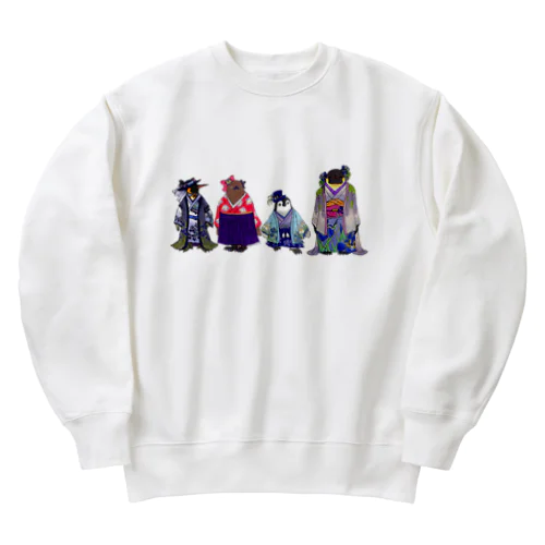 いずれ菖蒲か杜若₋Aptenodytes Kimono Penguins- Heavyweight Crew Neck Sweatshirt