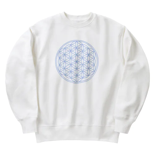 フラワーオブライフ（ブルー） Heavyweight Crew Neck Sweatshirt