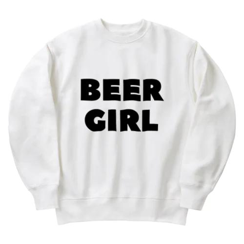 ビールガール_黒字(透過) Heavyweight Crew Neck Sweatshirt