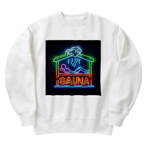 ネオン風サウナロゴ2 Heavyweight Crew Neck Sweatshirt