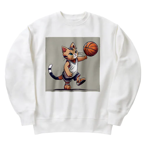 バスケにゃんこ Heavyweight Crew Neck Sweatshirt