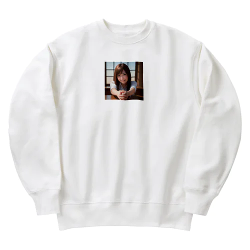 可愛い握手を求める女の子 Heavyweight Crew Neck Sweatshirt