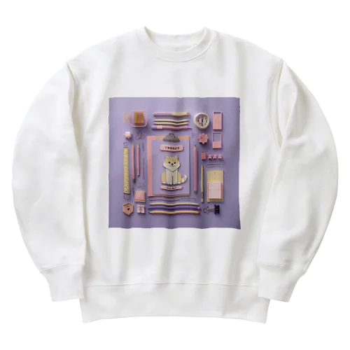 文房具大好き❤薄紫02 Heavyweight Crew Neck Sweatshirt