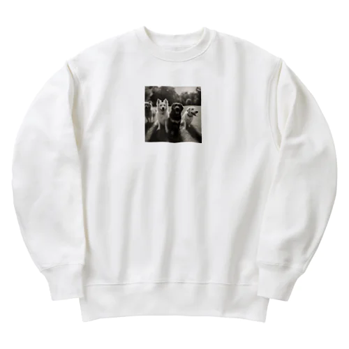 仲良しワンコたちの午後【動物画像クラシックシリーズ】 Heavyweight Crew Neck Sweatshirt