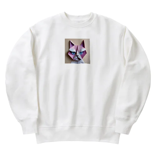 折り紙アニマル・ワシ猫ですねん！ Heavyweight Crew Neck Sweatshirt