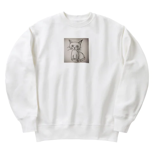 猫の絵 Heavyweight Crew Neck Sweatshirt