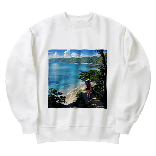 海を眺める女性 Heavyweight Crew Neck Sweatshirt