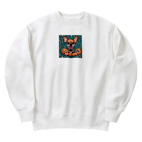 仮装の魔法✨ハロウィンの主役はチワワ Heavyweight Crew Neck Sweatshirt