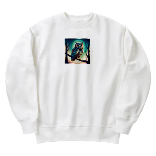 愛の護り手フクロウ Heavyweight Crew Neck Sweatshirt