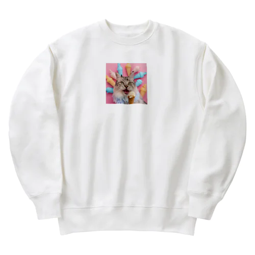 アイスを食べた猫 Heavyweight Crew Neck Sweatshirt