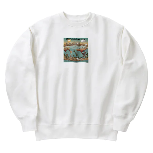 stop　地球温暖化 Heavyweight Crew Neck Sweatshirt