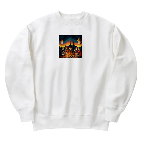 焚火を囲んで和む Heavyweight Crew Neck Sweatshirt