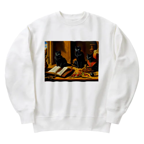 中世の黒猫 Heavyweight Crew Neck Sweatshirt