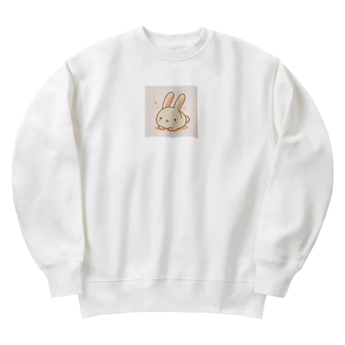 ウサギのシンプルで可愛いカラーイラスト Heavyweight Crew Neck Sweatshirt