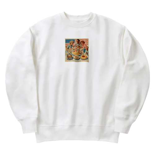 アメリカン　ファミリー　レトロ　ポスター Heavyweight Crew Neck Sweatshirt