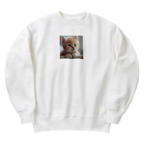 癒される猫のイラスト Heavyweight Crew Neck Sweatshirt