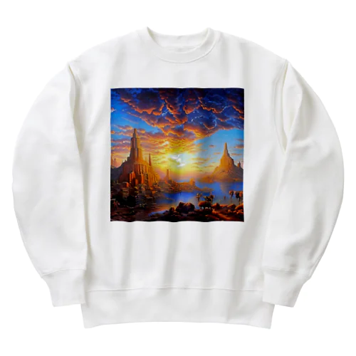 夕陽の中の城 Heavyweight Crew Neck Sweatshirt