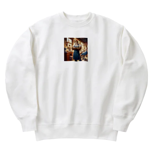 カリスマ美容師マッチョにゃん Heavyweight Crew Neck Sweatshirt