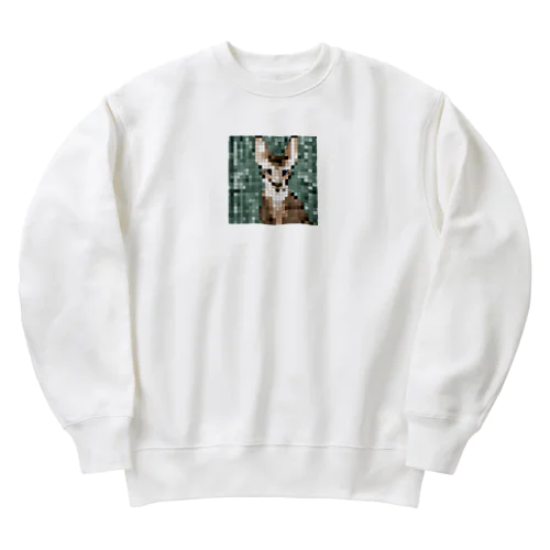 ドット絵のヒマラヤンキャット Heavyweight Crew Neck Sweatshirt