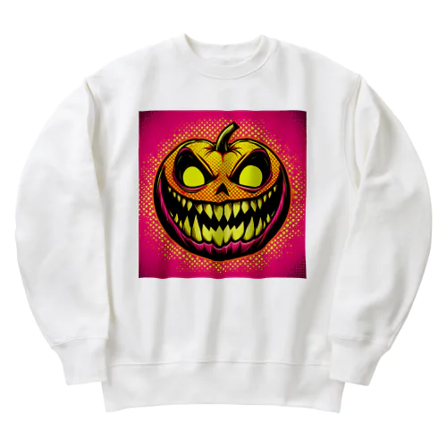 ハッピーハロウィン！怖いかぼちゃのポップアート Heavyweight Crew Neck Sweatshirt