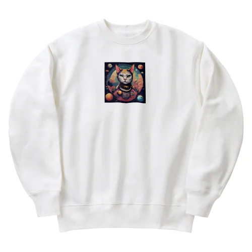 にゃんこ宇宙の彼方へ Heavyweight Crew Neck Sweatshirt