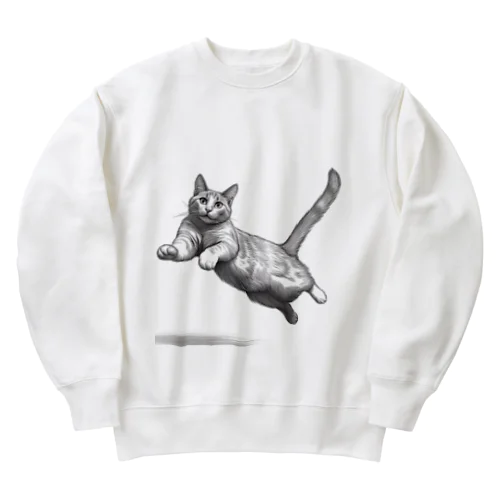 跳ね猫 Heavyweight Crew Neck Sweatshirt