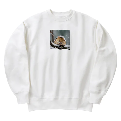 雪の中のヤマネ Heavyweight Crew Neck Sweatshirt