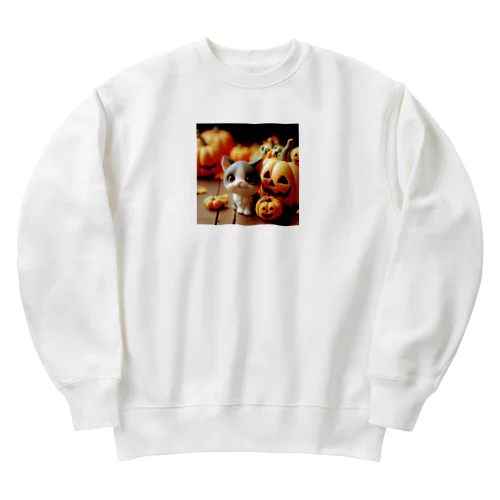 ハロウィン🎃にゃんこ Heavyweight Crew Neck Sweatshirt