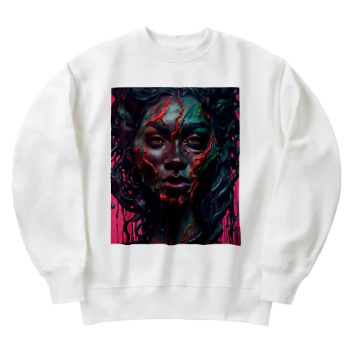 ミステリアスなダークウルフの女性② Heavyweight Crew Neck Sweatshirt