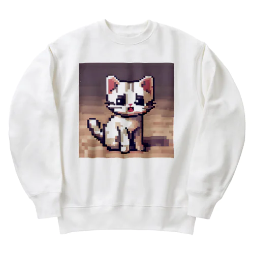 お出迎えドット子猫のグッズ Heavyweight Crew Neck Sweatshirt