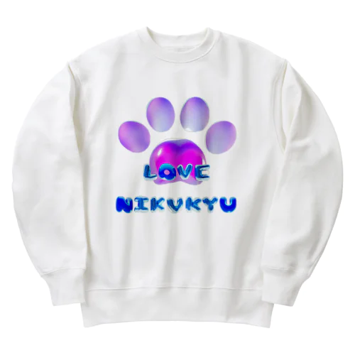 LOVE NIKUKYU -肉球好きさん専用 ブルーピンクバルーン - Heavyweight Crew Neck Sweatshirt