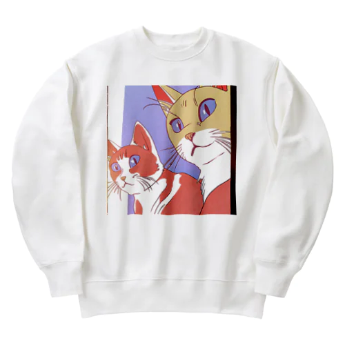 夕映え双猫 Heavyweight Crew Neck Sweatshirt