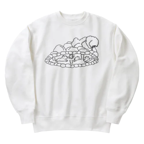 カピバラだって温泉に入る！♨︎シンプルカピバラグッズ Heavyweight Crew Neck Sweatshirt