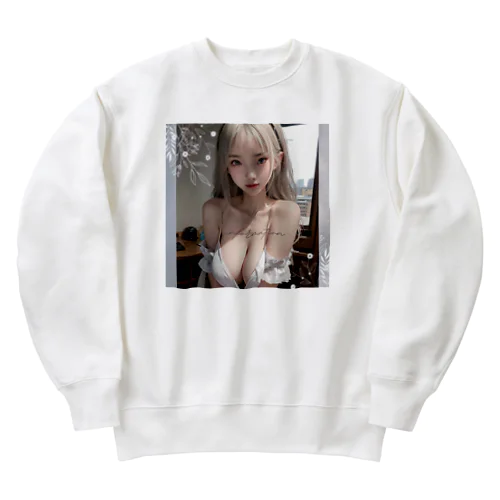 美女 図鑑（むにゅっ） Heavyweight Crew Neck Sweatshirt