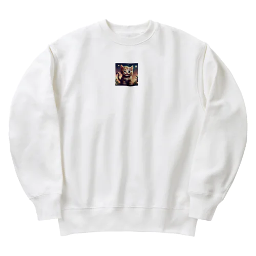 笑顔の子猫グッズ Heavyweight Crew Neck Sweatshirt