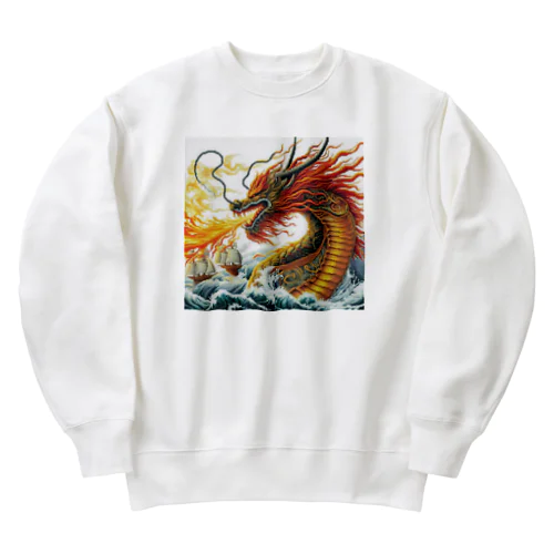 炎🔥を吐くドラゴン🐉 Heavyweight Crew Neck Sweatshirt