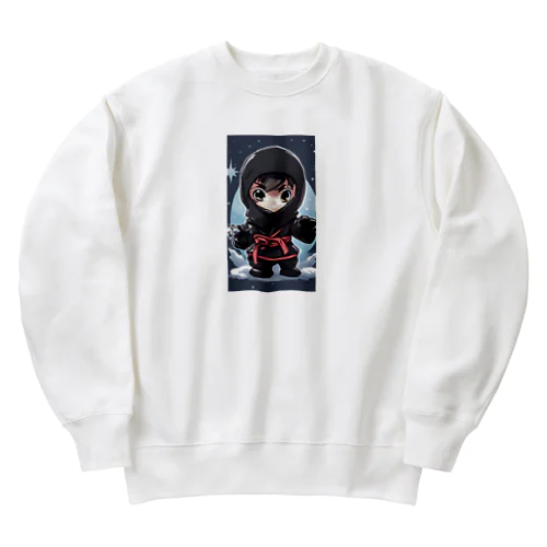 とっても小さな忍者さんのキュートなイラスト入り Heavyweight Crew Neck Sweatshirt