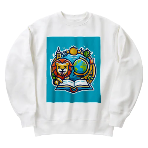 ライオンが楽しく学習 Heavyweight Crew Neck Sweatshirt