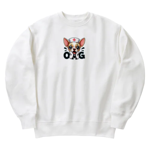 看護師チワワ10 Heavyweight Crew Neck Sweatshirt