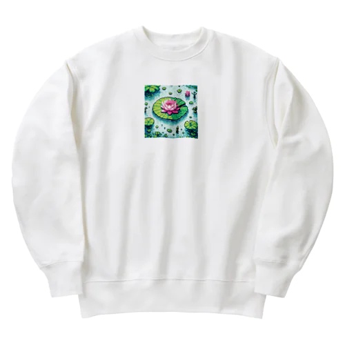 ハスの葉と花びら Heavyweight Crew Neck Sweatshirt