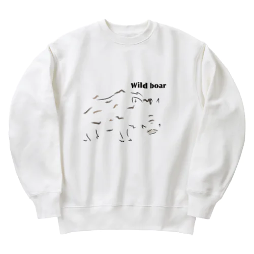 Wild boar イノシシ！ Heavyweight Crew Neck Sweatshirt