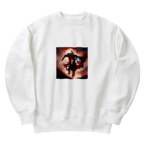 不屈の真紅の戦士 Heavyweight Crew Neck Sweatshirt